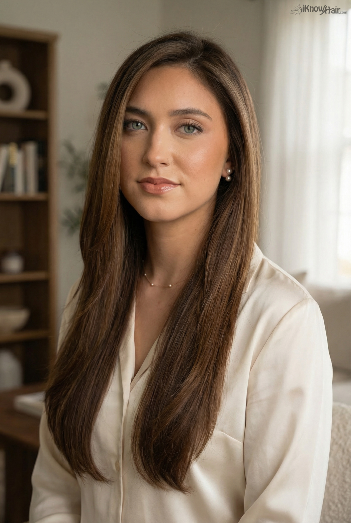 Chic Layers with Warm Highlights - brown long straight hairstyle 2026