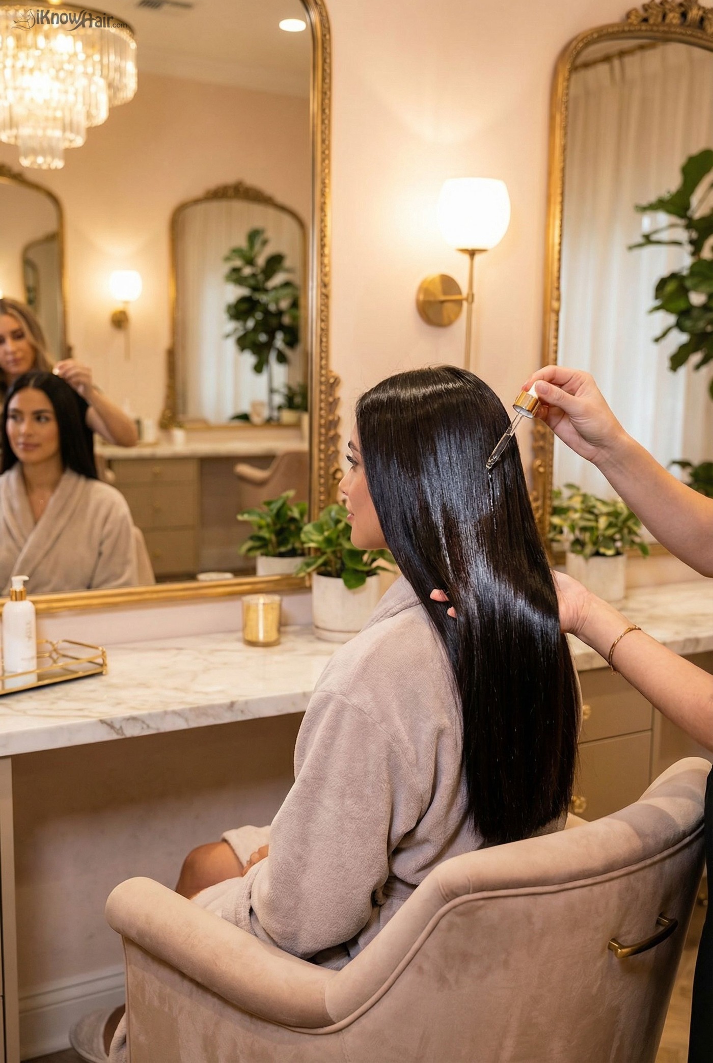 Glass hair salon treatment and styling process