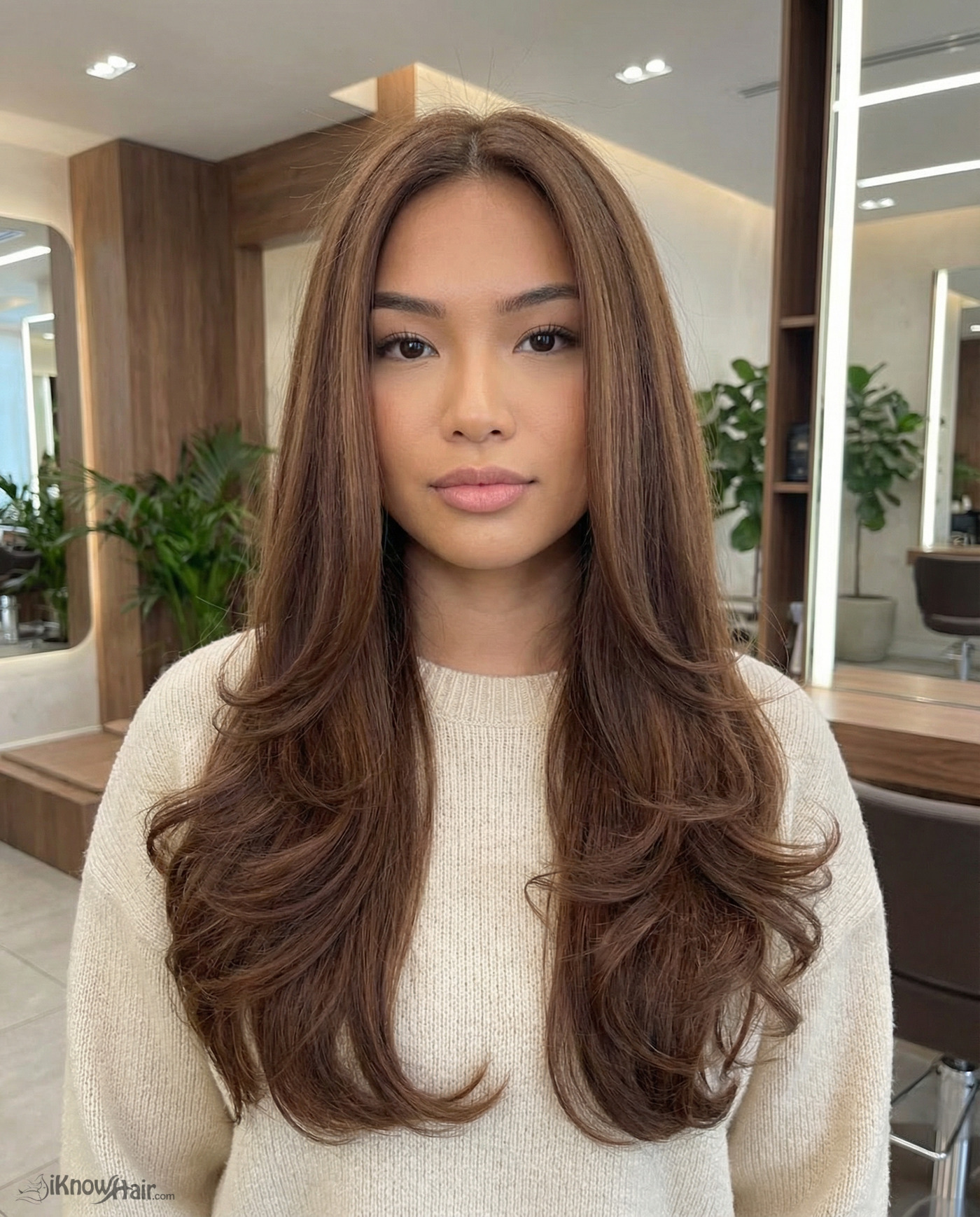 Polished Layers with Honey Highlights - brown long straight hairstyle 2026
