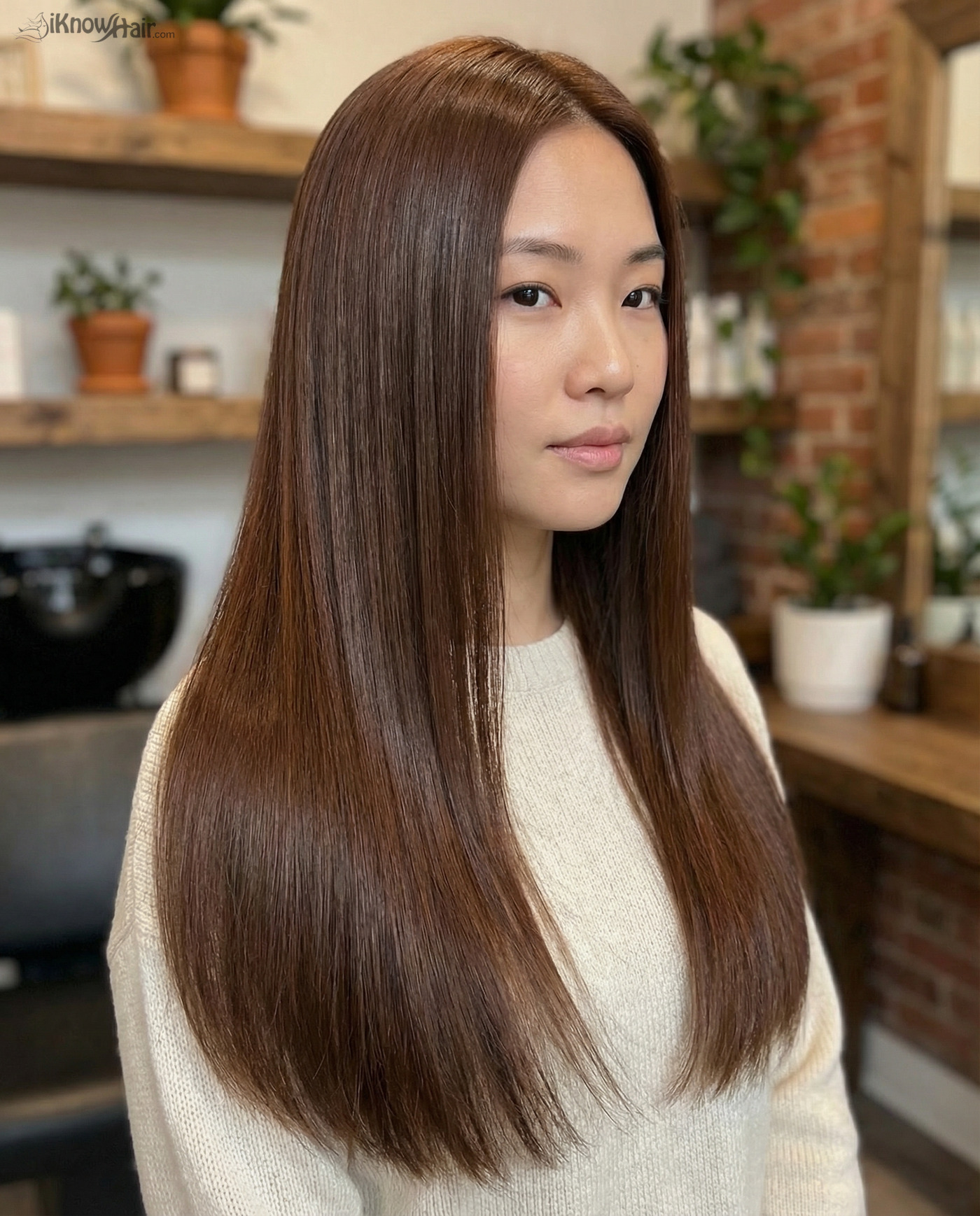 Ultra-Sleek Brown Silk - brown long straight hairstyle 2026