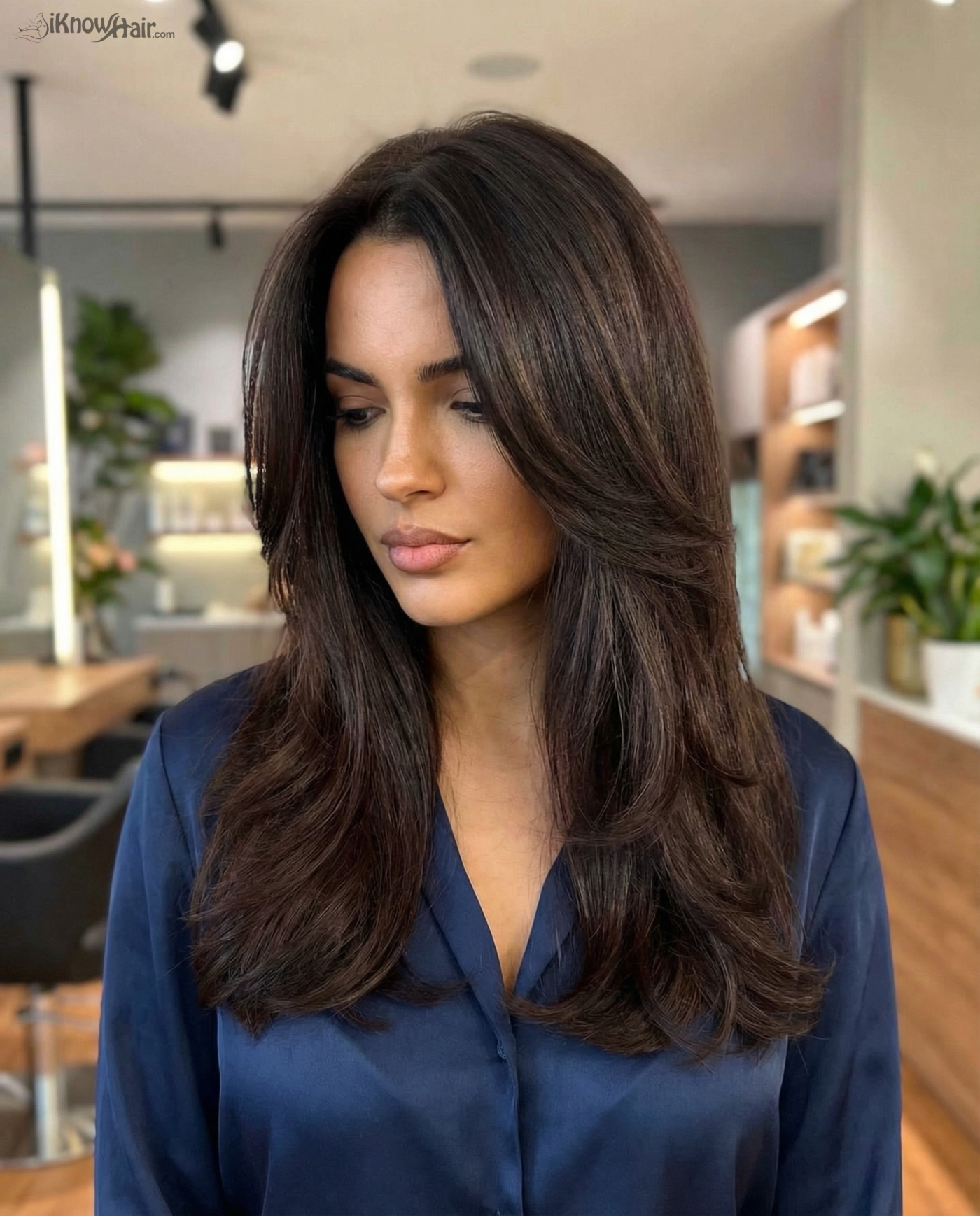 Voluminous Face-Framing Layers - brown long straight hairstyle 2026