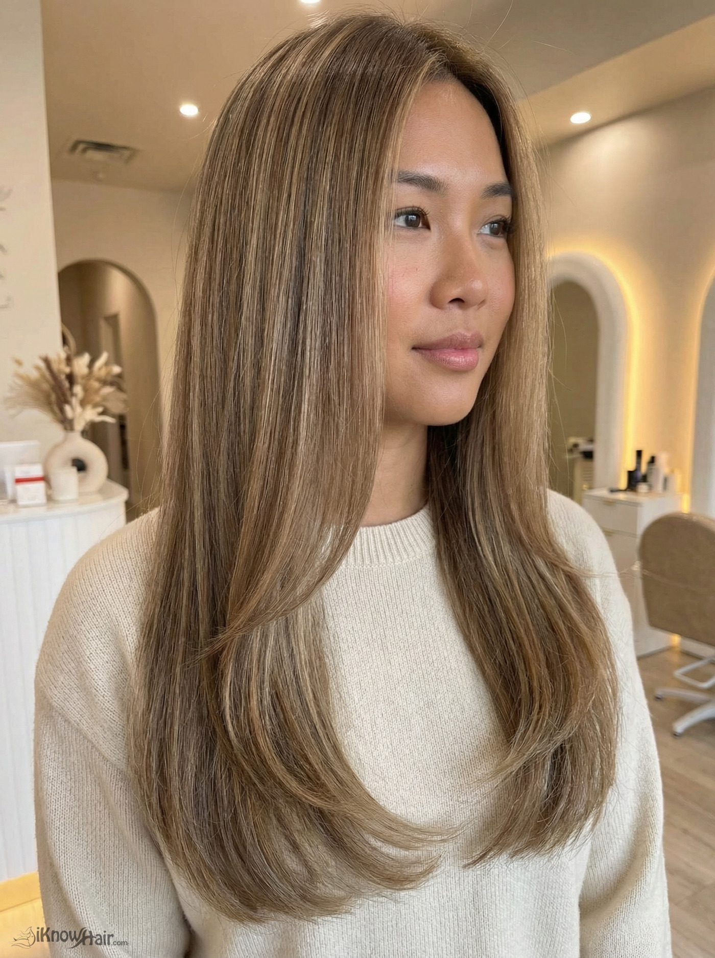 Warm Brown with Face-Framing Pieces - brown long straight hairstyle 2026