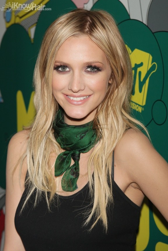 Ashlee Simpson poses for a photo backstage during MTV's Total Request Live 